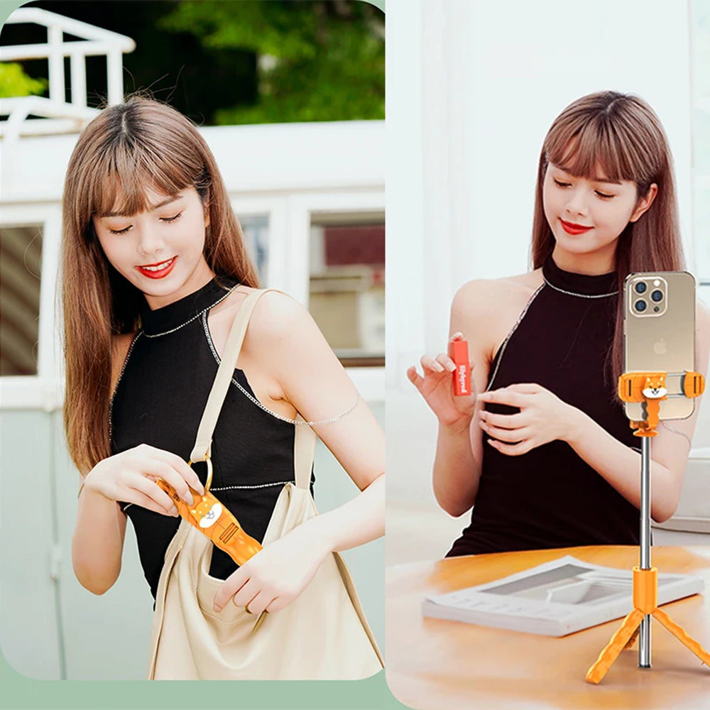 Selfie Stick Bluetooth Techsuit KT01, Univerzalen, Oranžen