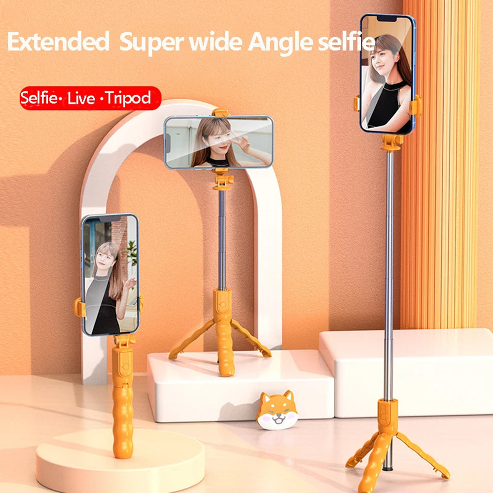 Selfie Stick Bluetooth Techsuit KT01, Univerzalen, Oranžen