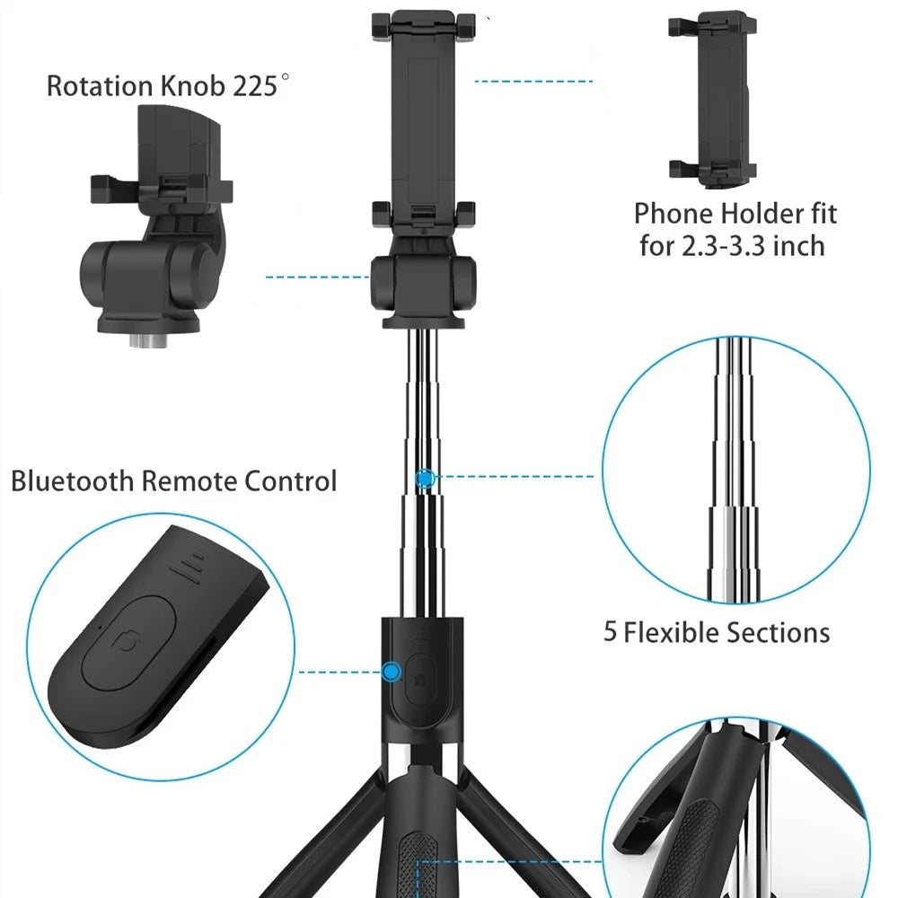 Selfie Stick Bluetooth Techsuit L01, Univerzalen, Črn