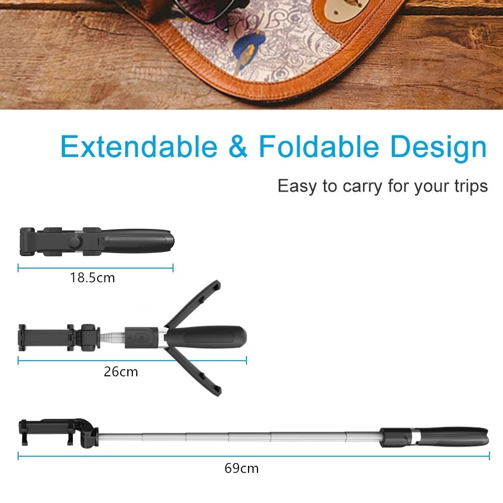 Selfie Stick Bluetooth Techsuit L01, Univerzalen, Črn