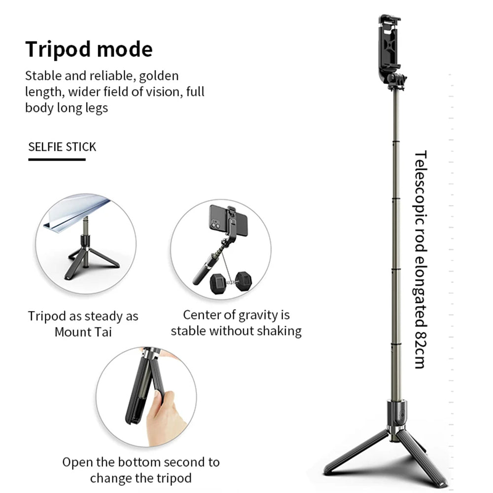 Selfie Stick Bluetooth Techsuit L03, Univerzalen, Črn