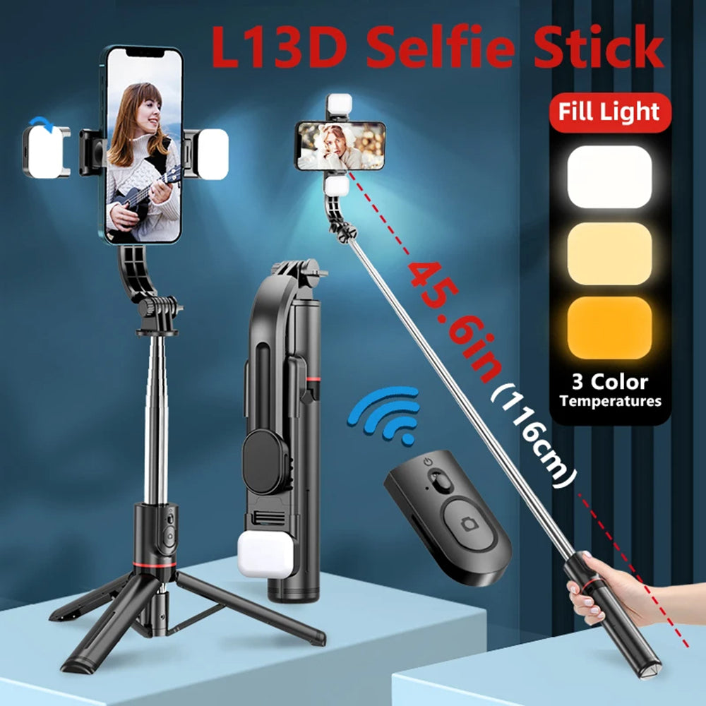 Selfie Stick Bluetooth Techsuit L13d, Univerzalen, Črn