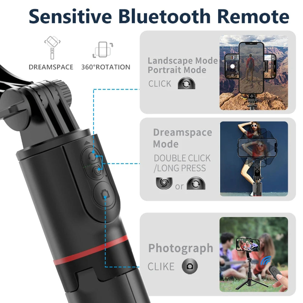 Selfie Stick Bluetooth Techsuit L19, Univerzalen, Črn