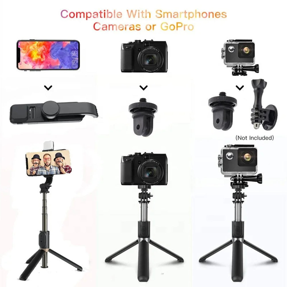 Selfie Stick Bluetooth Techsuit Q03s, Univerzalen, Črn