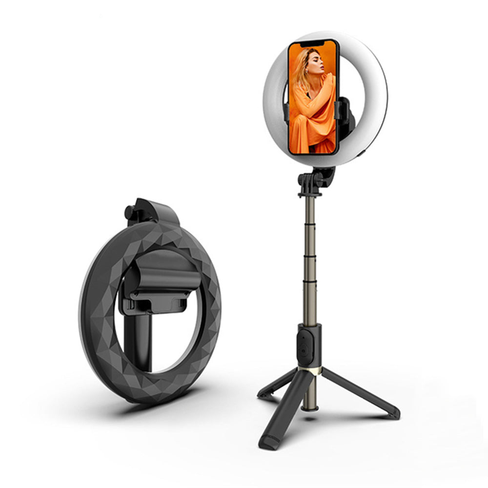 Selfie Stick Bluetooth Techsuit Q07 Ring Light, Univerzalen, Črn