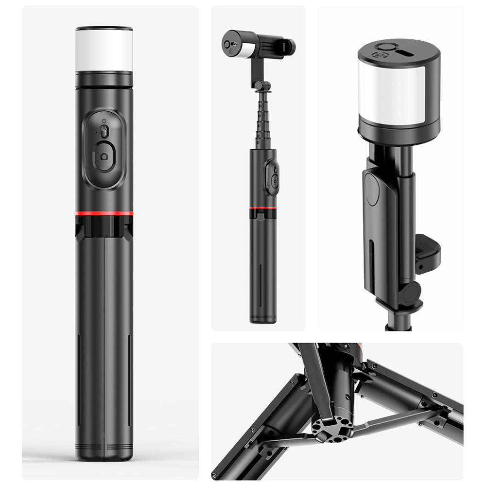 Selfie Stick Bluetooth Techsuit Q12S, Univerzalen, Črn