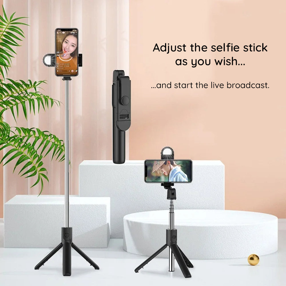Selfie Stick Bluetooth Techsuit S05-S, Univerzalen, Črn