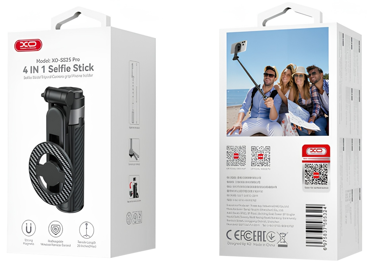 Selfie palica Bluetooth XO Design SS25 Pro, Univerzalna, Črna