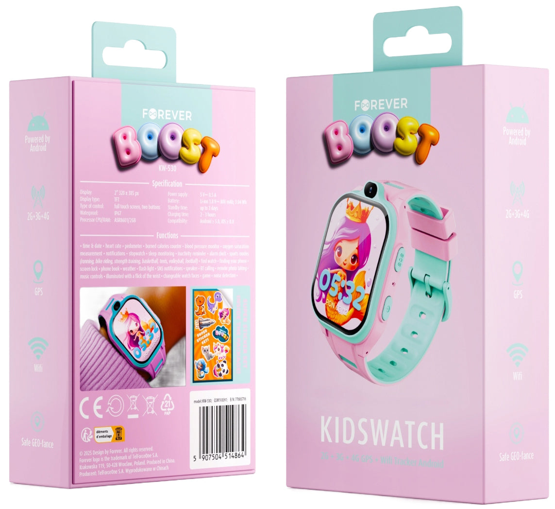 Pametna ura Forever Kids Boost KW-530 Call, roza