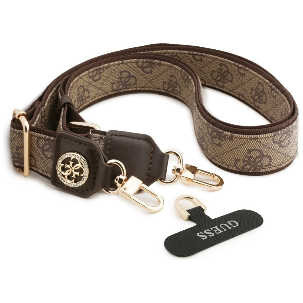 Vrvica za telefon Guess 4G Strass Metal Logo, rjava