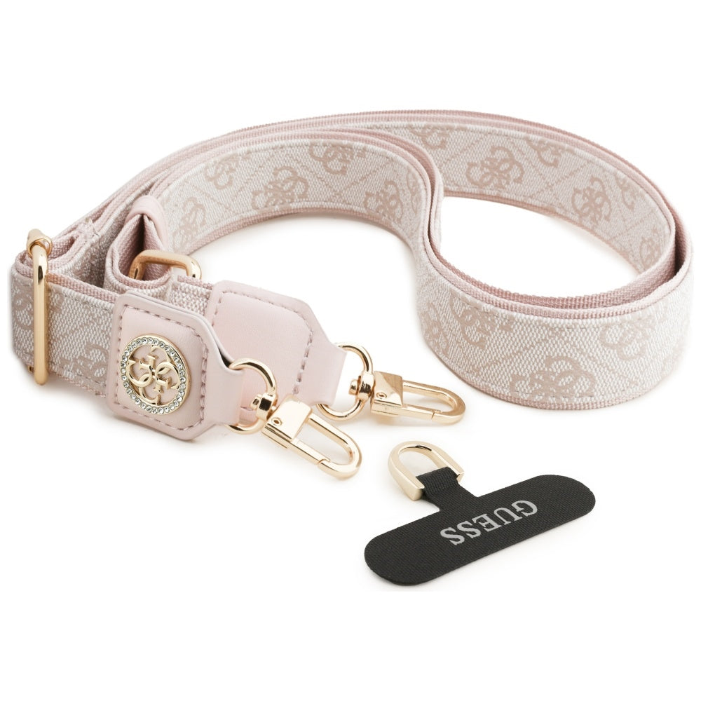 Vrvica za telefon Guess 4G Strass Metal Logo, Roza
