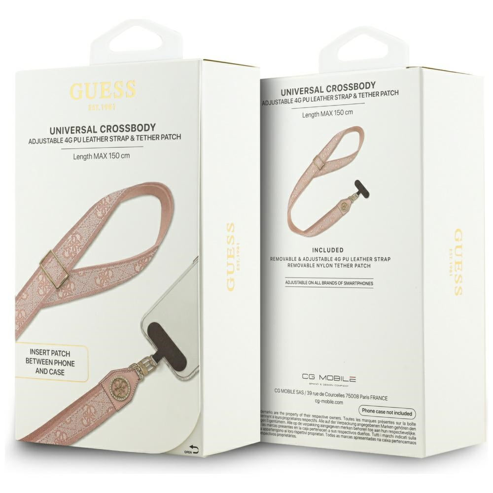 Vrvica za telefon Guess 4G Strass Metal Logo, Roza