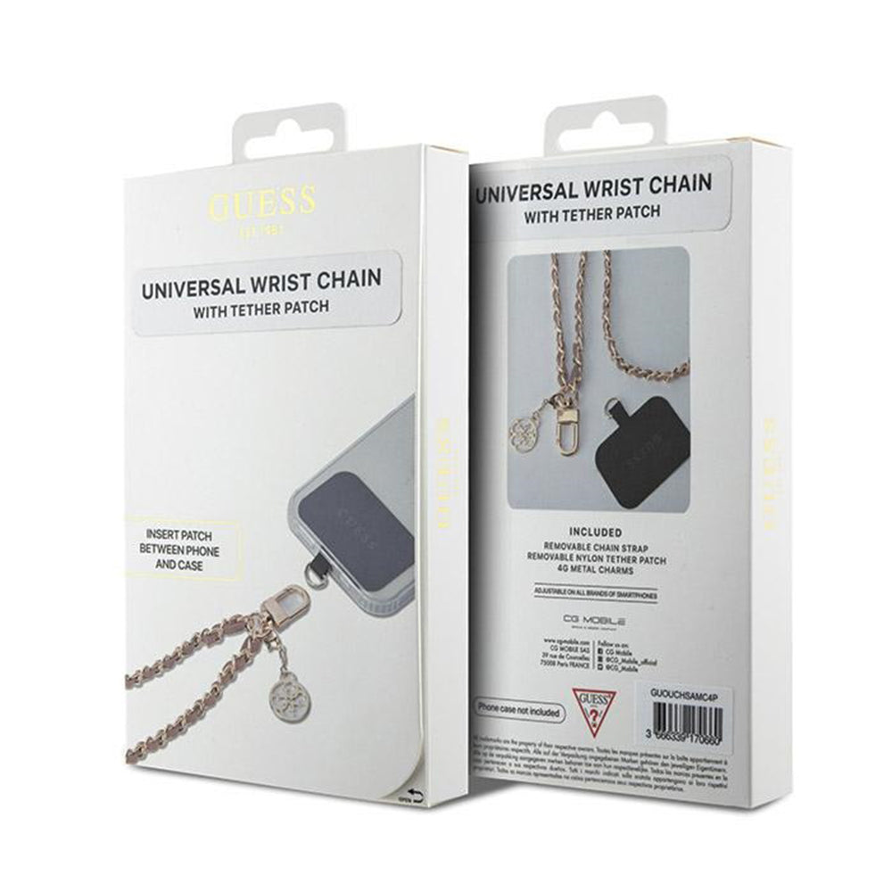Vrvica za telefon Guess Saffiano 4G Charm, črna