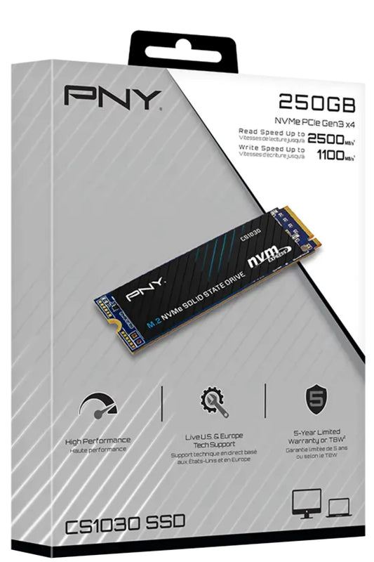 Trdi disk (SSD) PNY CS1030, 250GB, NVMe M.2 2280, PCIe M280CS1030-250-RB