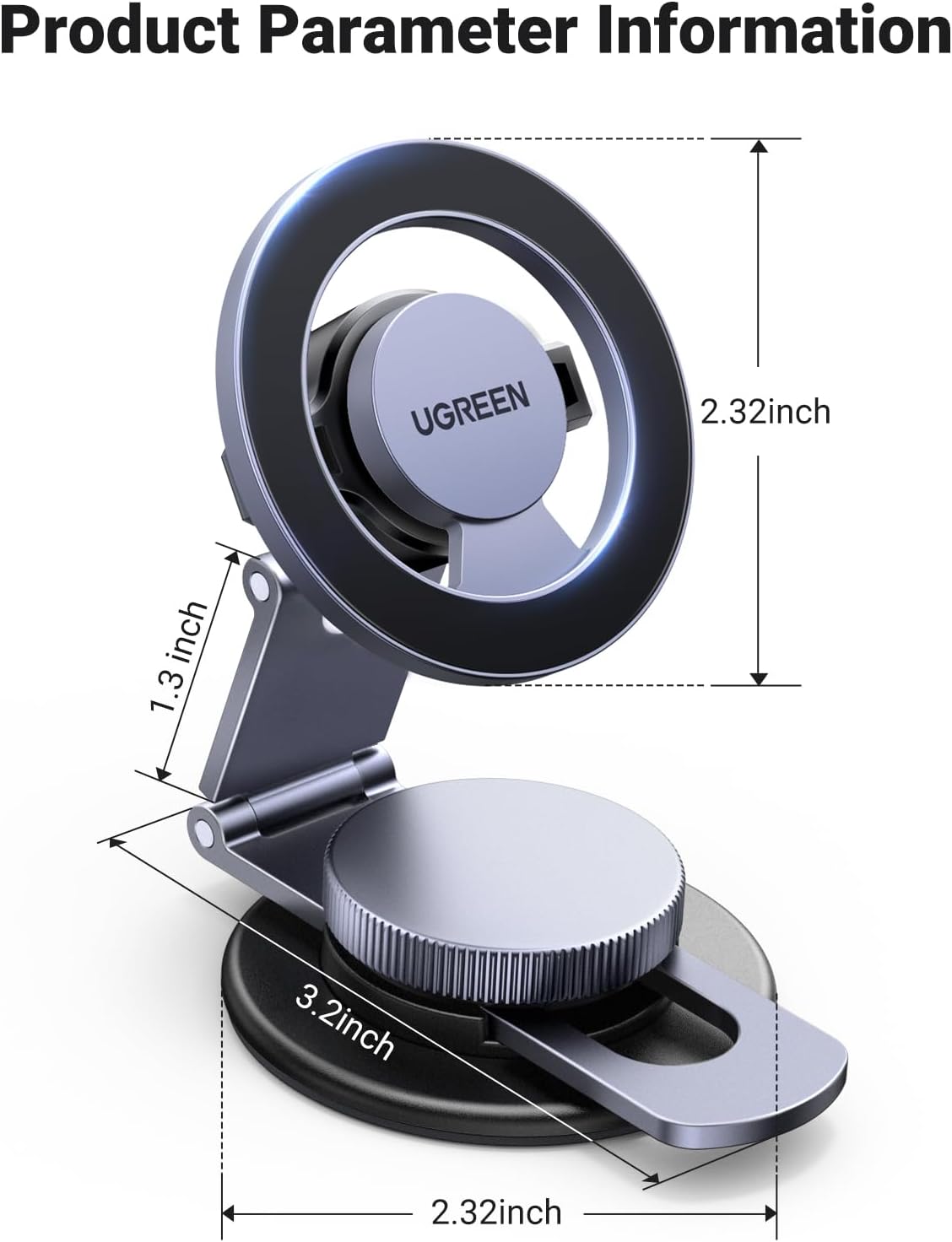 UGREEN LP865 Universal Magnetic Car Holder, Black