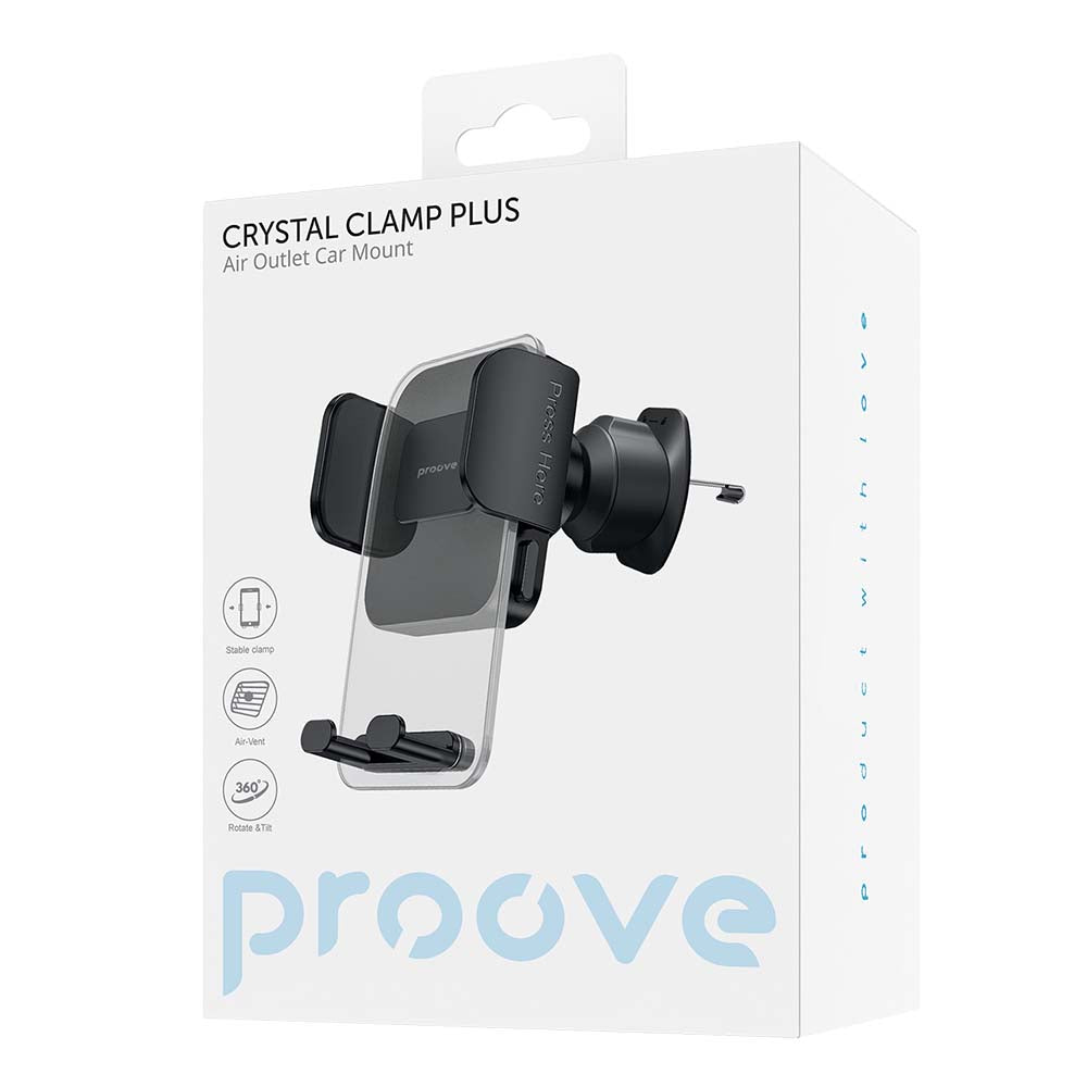 Nosilec za avto Proove Crystal Clamp Plus Vent, 4.7inch - 6.9inch, črn CHCCP0000001