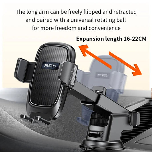 Nosilec za avto Yesido C262, 4.7inch - 7.2inch, črn