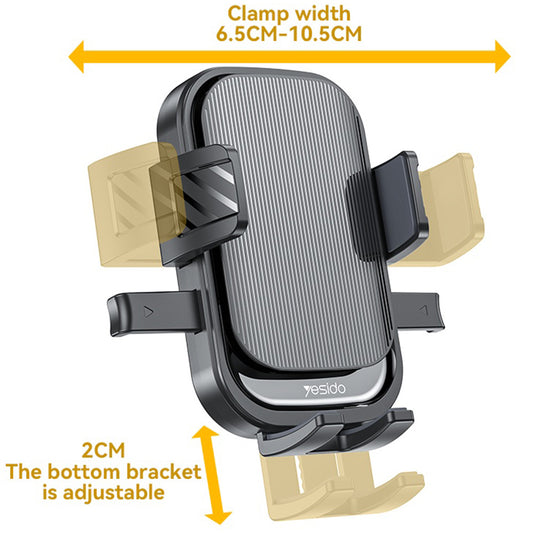 Nosilec za avto Yesido C267, 4.7inch - 7.2inch, črn