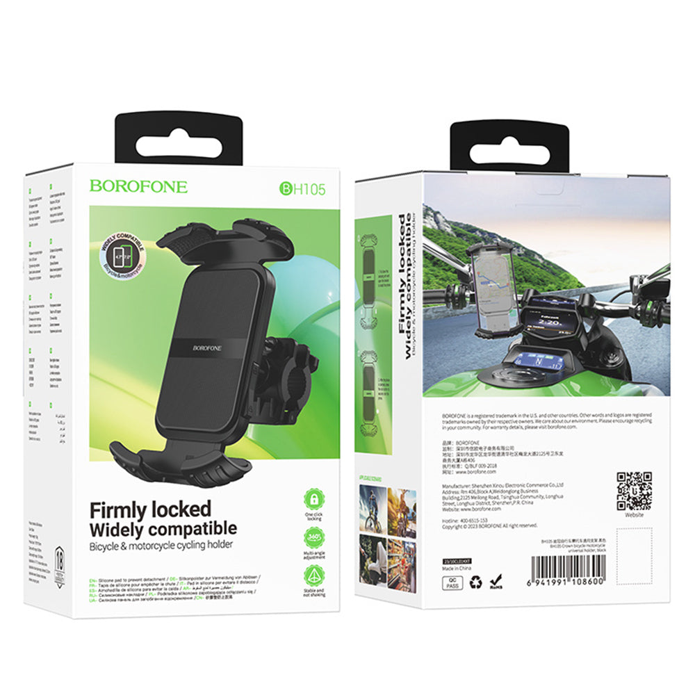 Nosilec za kolo motorno kolo Borofone BH105 Basalt, 4.7inch - 7inch, Črn