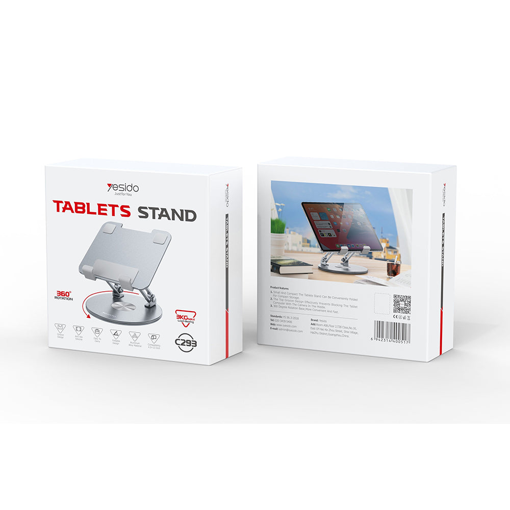 Nosilec za mizo Yesido C293 za telefon / tablico, 4.5inch - 13inch, Srebrn.