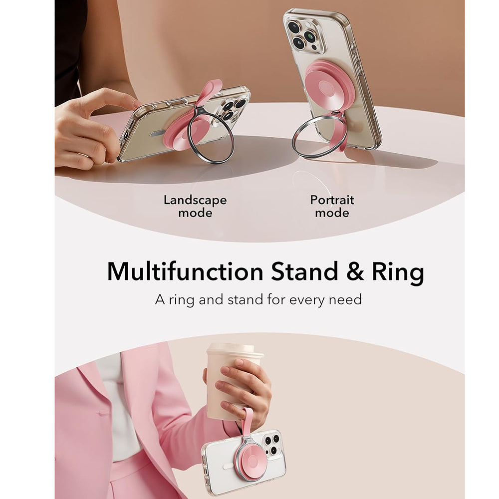 Nosilec za prstan ESR HaloLock Leather, Univerzalen, Roza