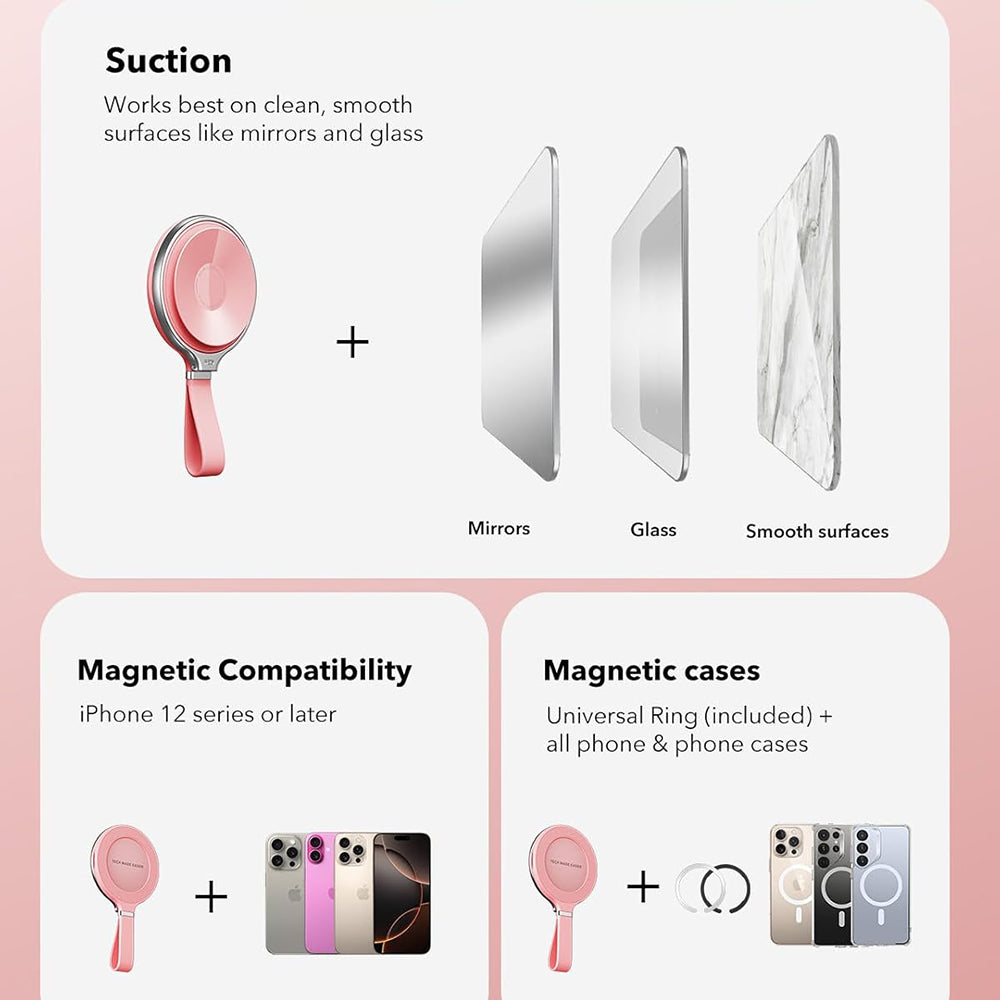 Nosilec za prstan ESR HaloLock Leather, Univerzalen, Roza