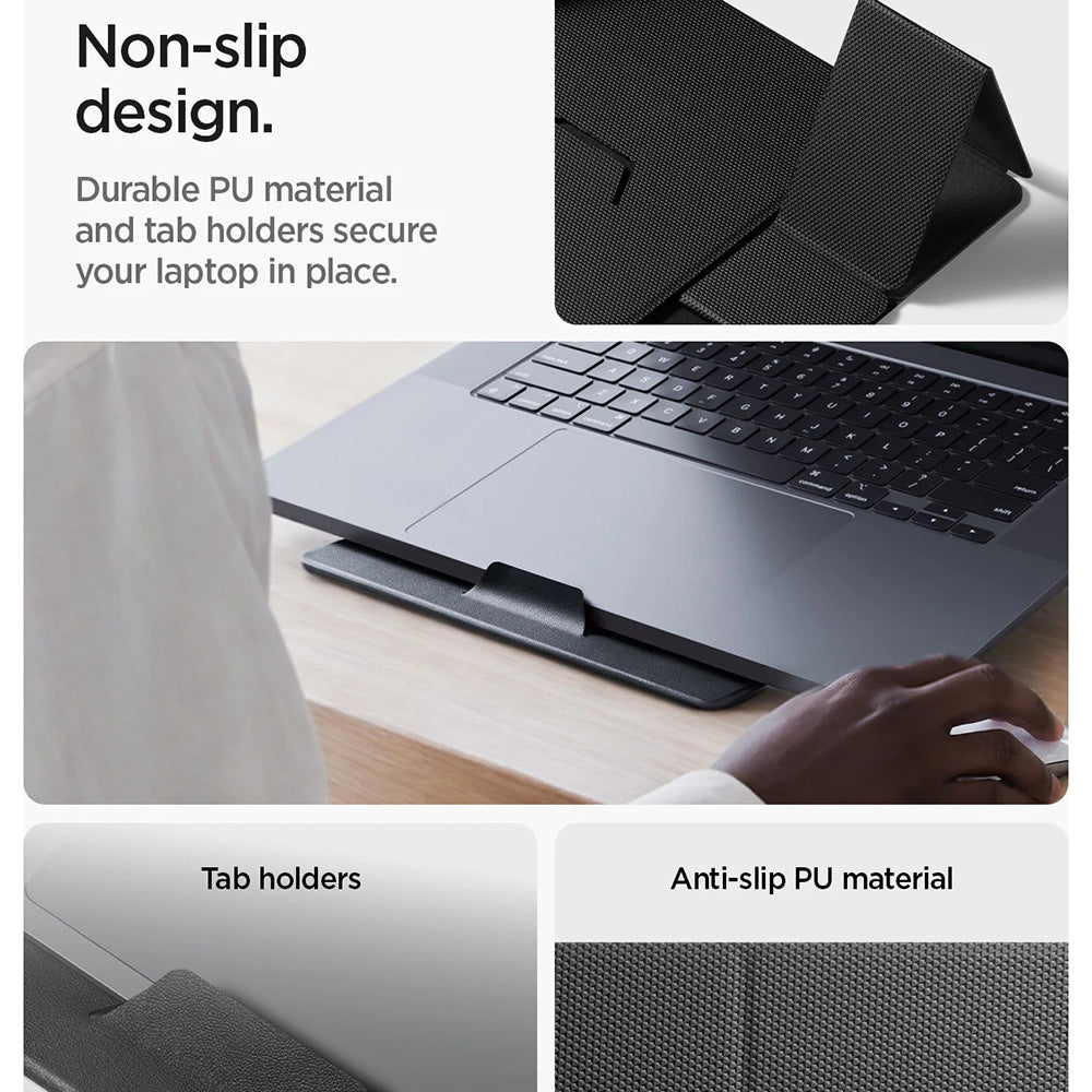 Spigen Slim Fold LD201-S8 nosilec za prenosnike do 16 palcev, črn AMP11117