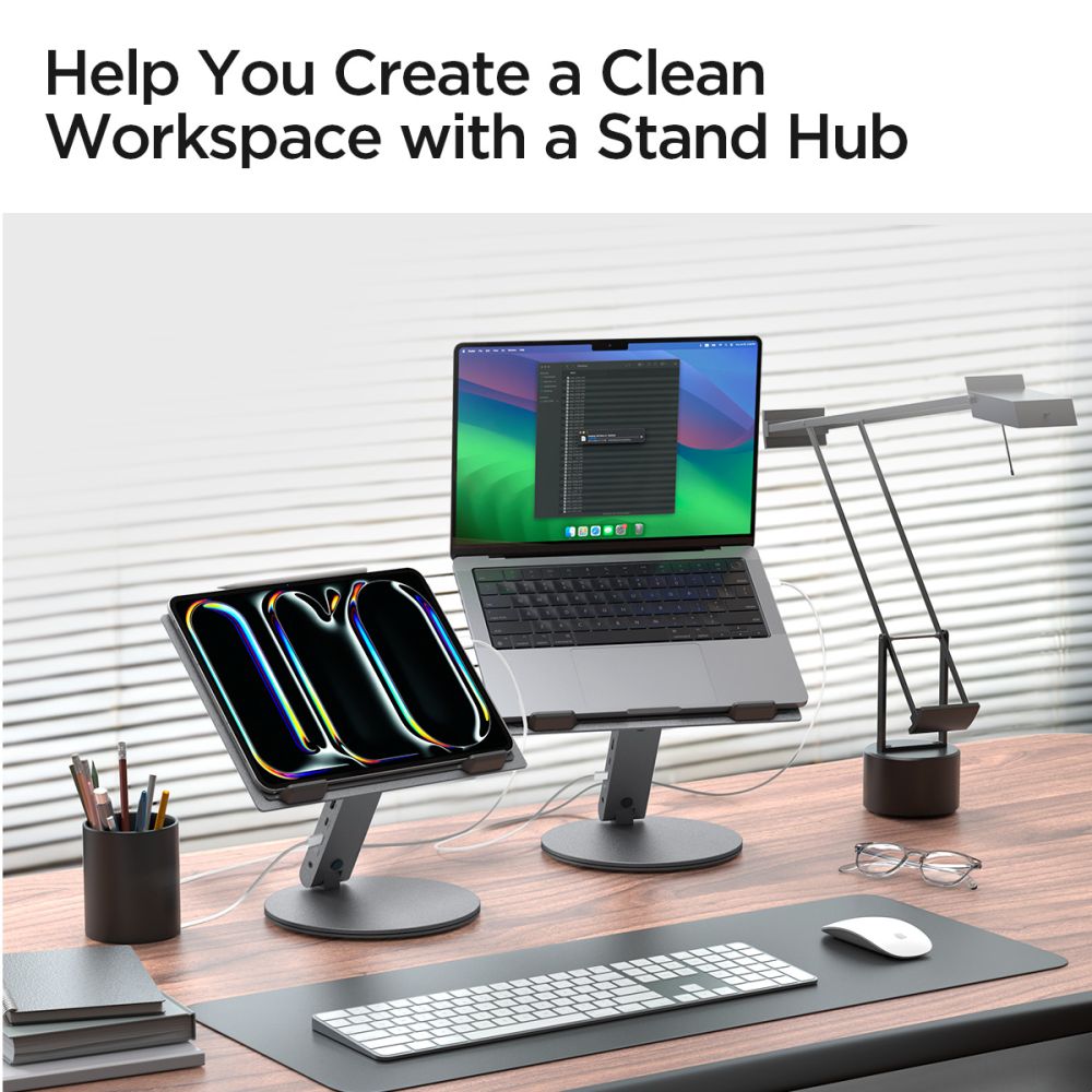 Nosilec z Hubom Spigen LD204H za prenosnik max. 15.6inch, Siv AMP08885