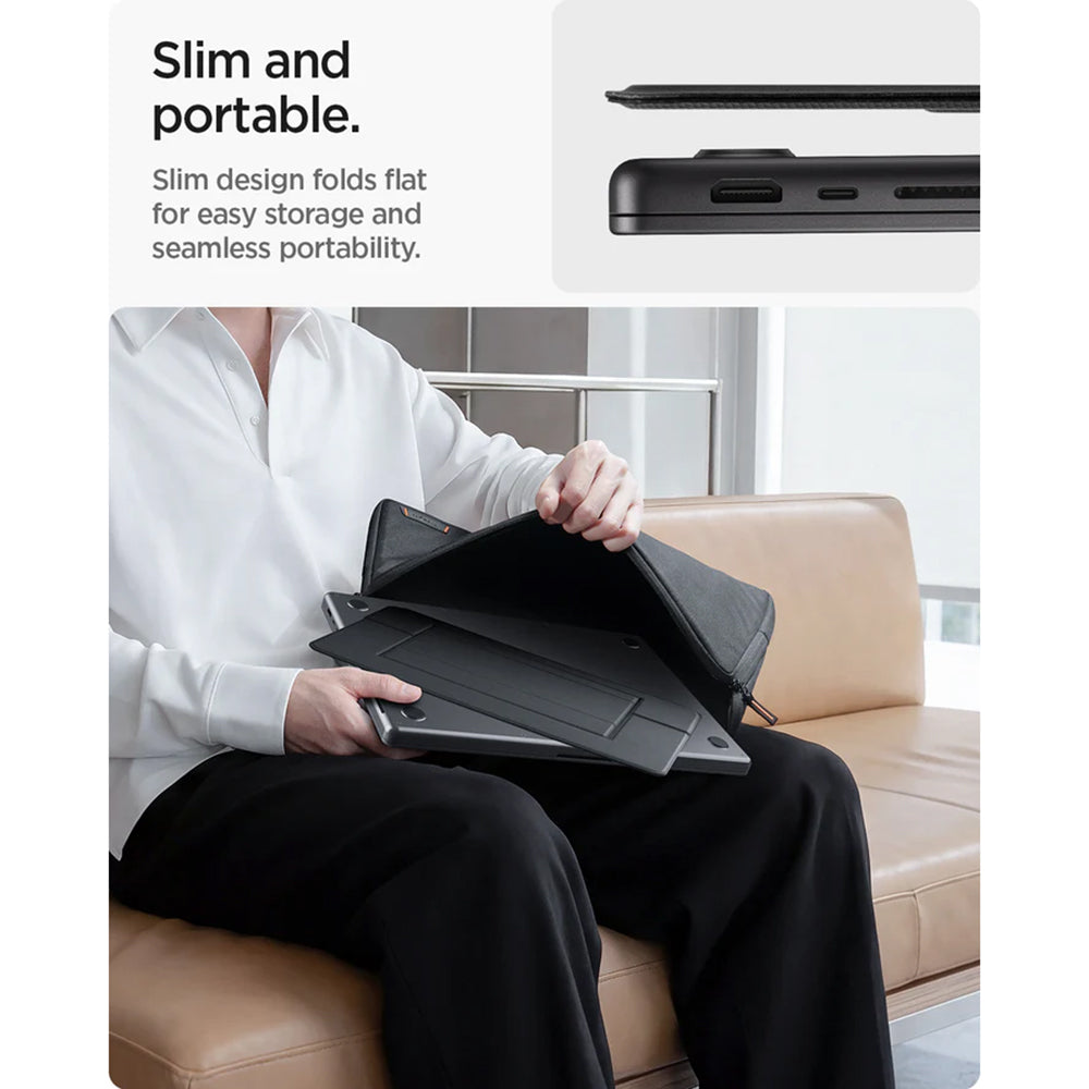 Stojalo Spigen Slim Fold LD201-S7 za prenosnik do 14 palcev, črno AMP11116
