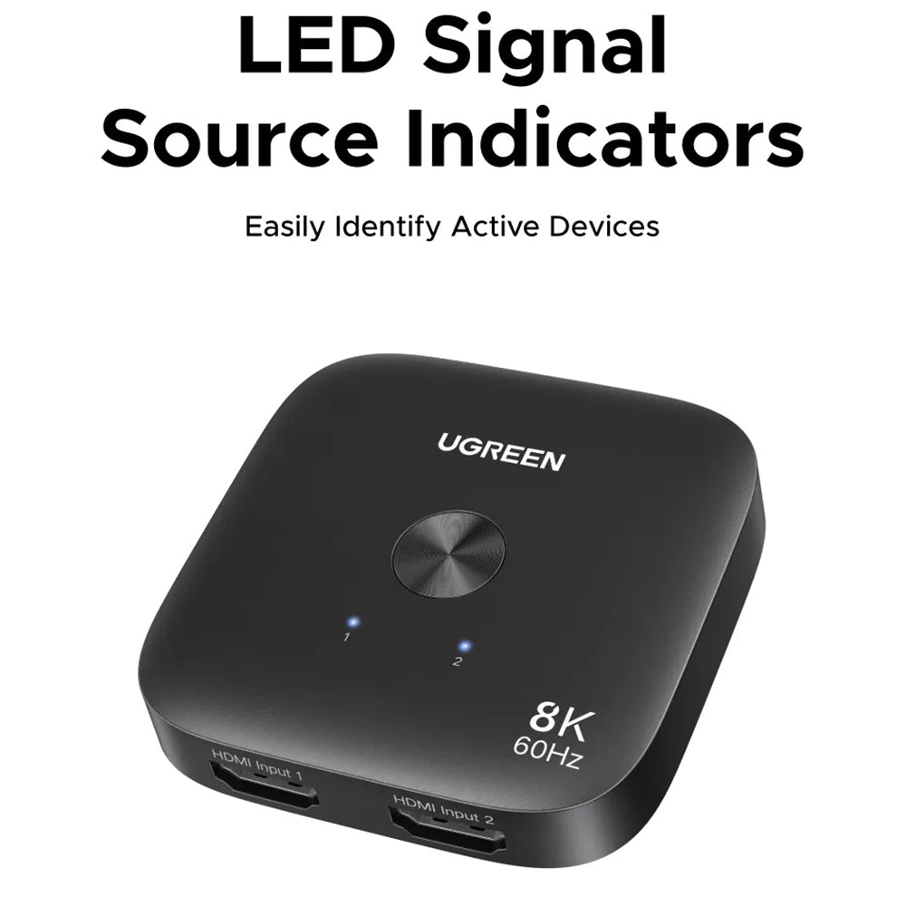 Stikalo za video HDMI UGREEN 65877, črno