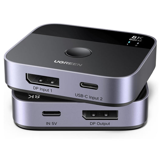 Stikalo za video DisplayPort / USB-C UGREEN 65878, Črno