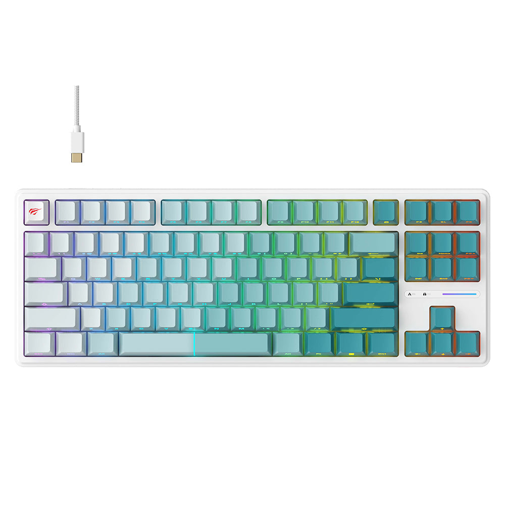 Tipkovnica Gaming Wired USB HAVIT KB901L, RGB, 1.8m, Bela Zelena