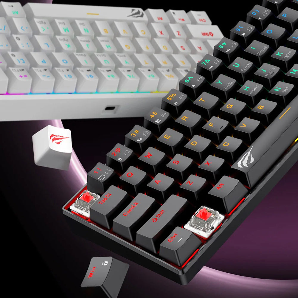 Gaming žična tipkovnica USB HAVIT KB903L, RGB, 1,8 m, prozorno bela