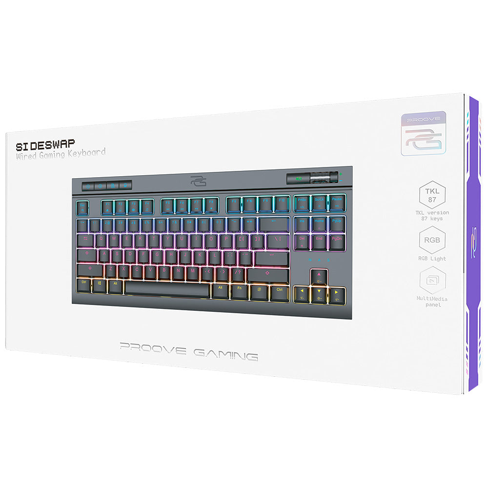 Igralna tipkovnica Wired USB Proove Sideswap, RGB, 1.5m, Črna CKSIEN00022401