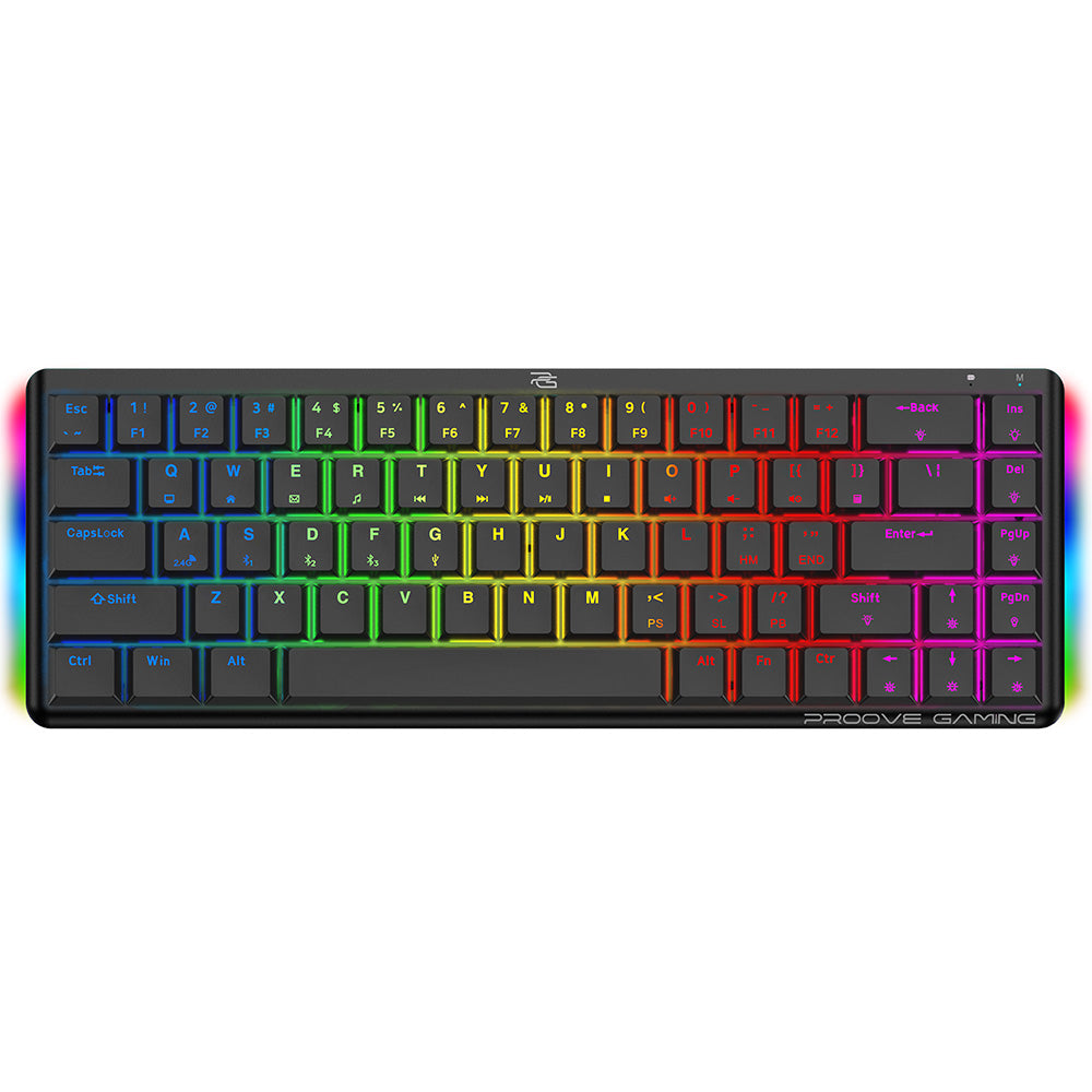 Brezžična igralna tipkovnica Proove AFK, RGB, BT / Wi-Fi / Žična, 1.5m, Črna WKAFKEN22001