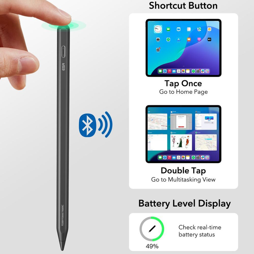 Touch Pen ESR Geo za Apple iPad, Aktivna različica, Črna