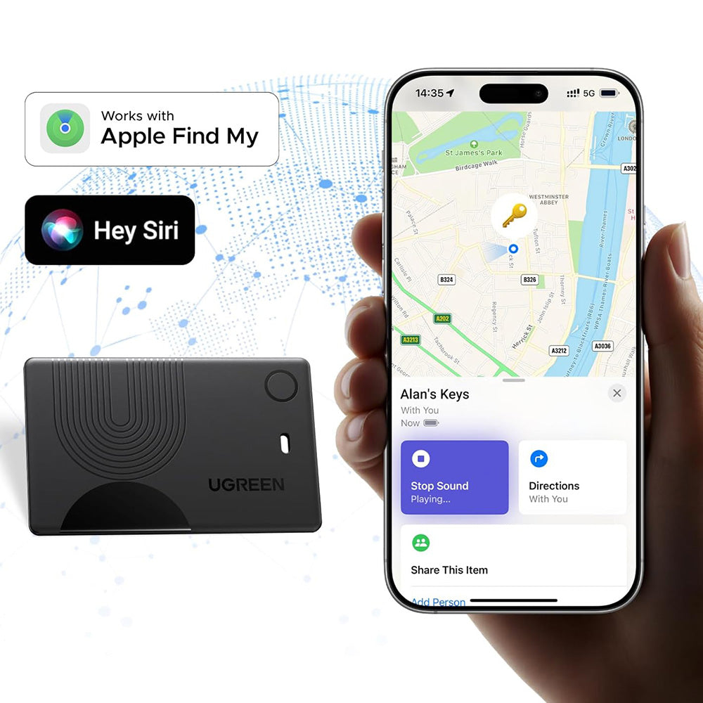 UGREEN SmartTag Smart Finder Slim 2 CM920 (75120A) za iOS serijo, komplet 2 kosa, črna