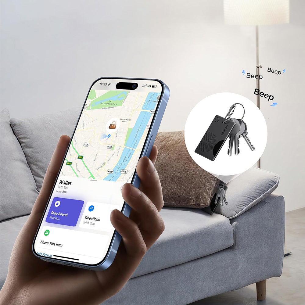 UGREEN SmartTag Smart Finder Slim 2 CM920 (75120A) za iOS serijo, komplet 2 kosa, črna