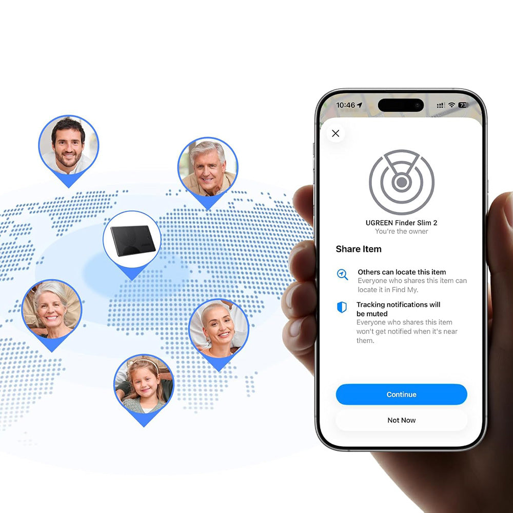 UGREEN SmartTag Smart Finder Slim 2 CM920 (75120A) za iOS serijo, komplet 2 kosa, črna