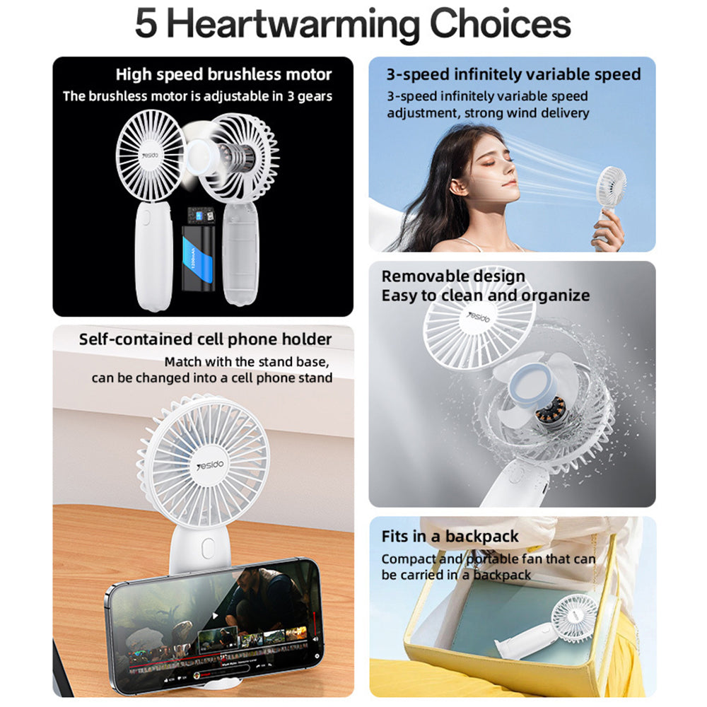 Yesido YF15 Portable Fan, White