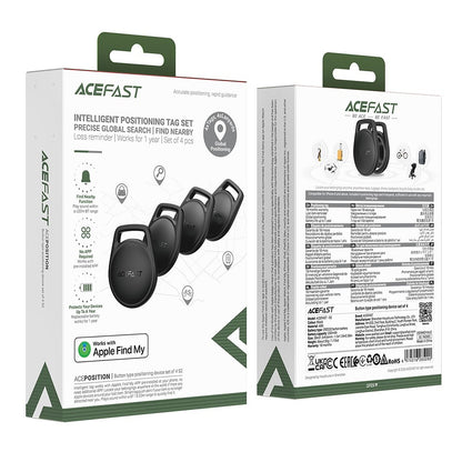 Acefast SmartTag S2 za serijo iOS, Set 4 kosi, Črna