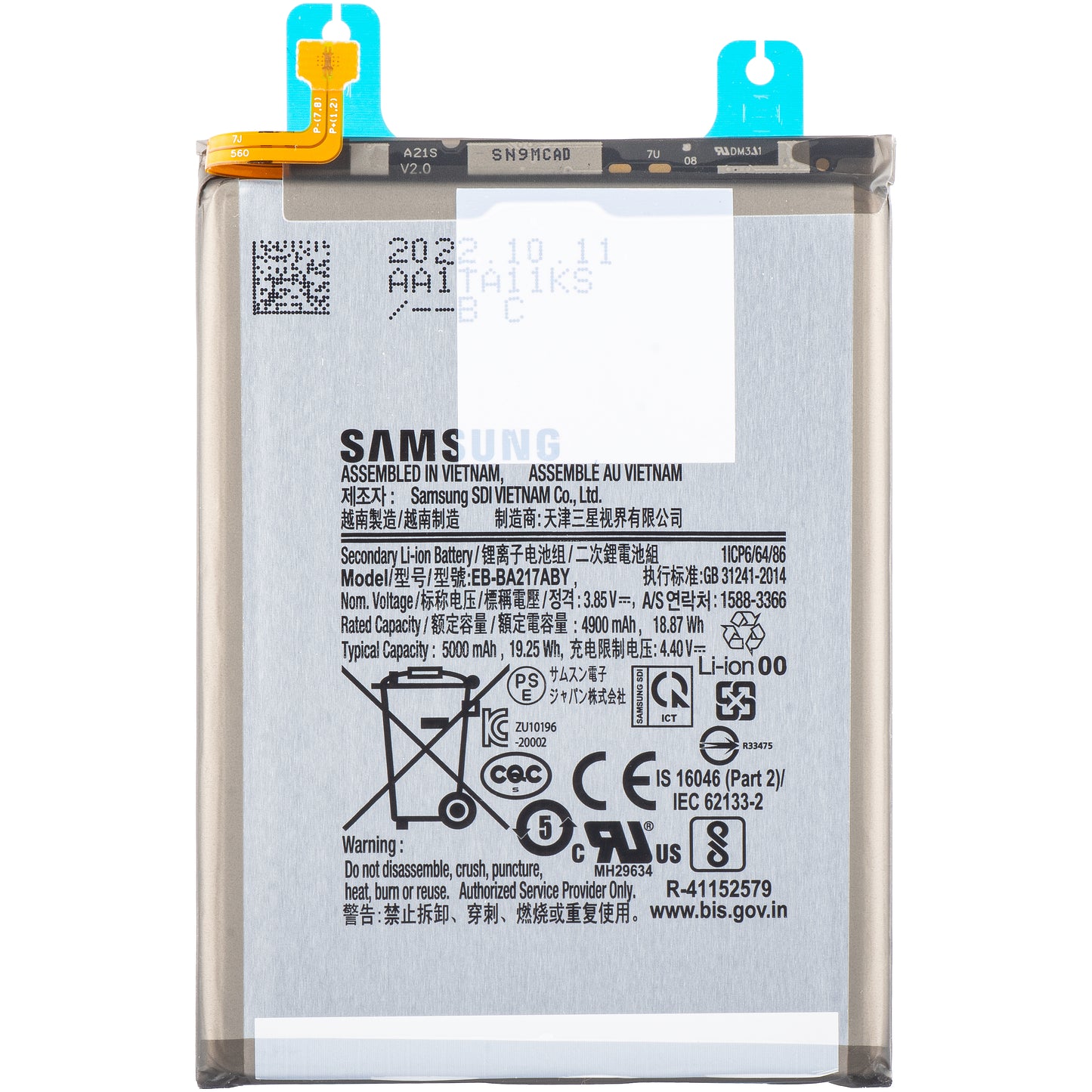 Baterija Samsung Galaxy A13 A137 / A04s A047 / A13 A135 / A13 5G A136 / A12 Nacho A127, EB-BA217ABY, servisni paket GH82-22989A