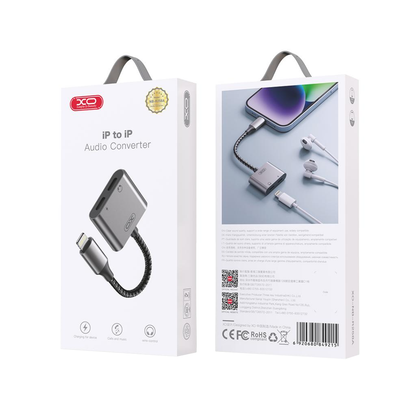 Audio adapter Lightning - 2 x Lightning XO Design NB-R258A, Siv