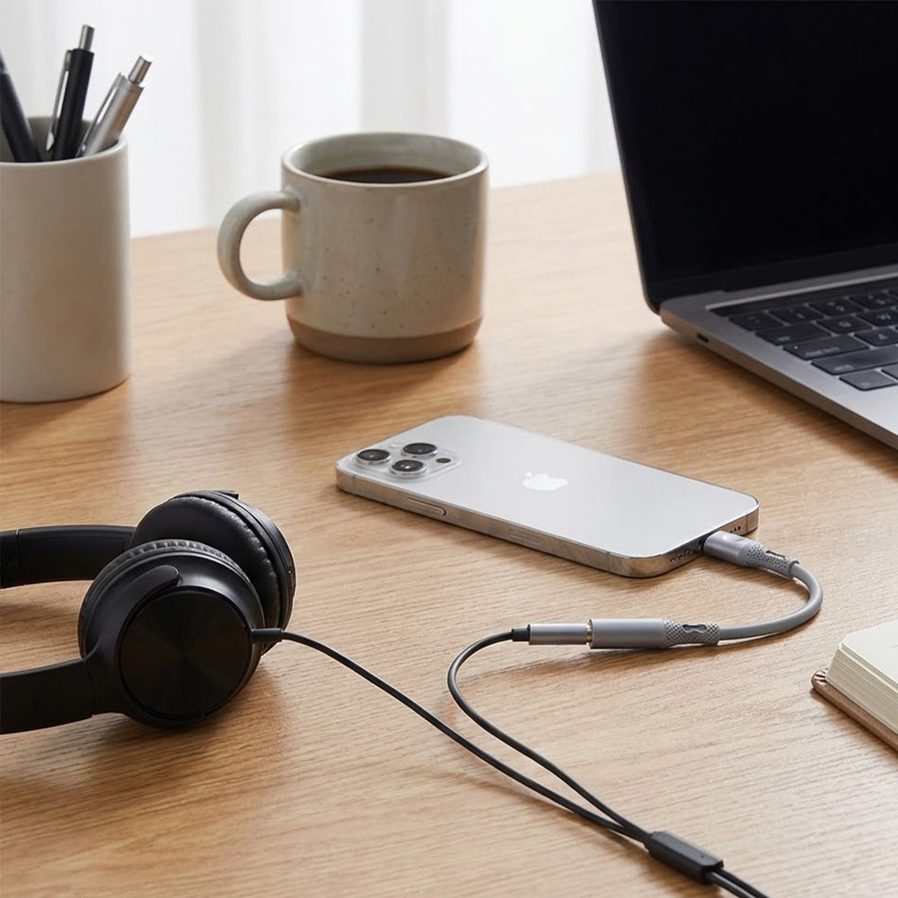 Audio adapter Lightning - 3.5mm Techsuit AC2 SoundFlex, Siv