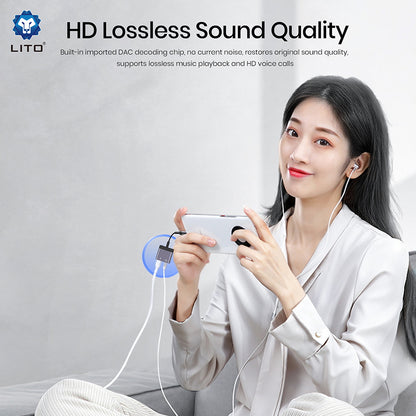 Audio adapter Lightning - Lightning / 3.5mm Lito LA04L, Črn