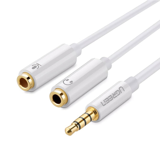 Audio kabel 3.5mm - 2 x 3.5mm UGREEN AV141, 0.2m, Bel