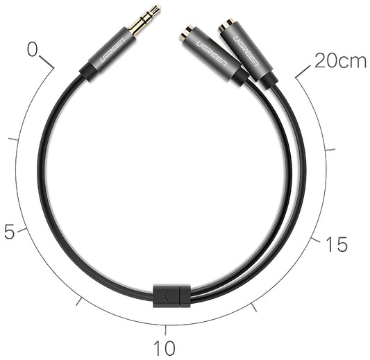 Audio Splitter Adapter 3.5mm - 2 x 3.5mm UGREEN AV123 2in1, 0.2m, Siv