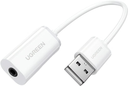 Audio adapter UGREEN US206, USB-A - 3,5 mm, bel