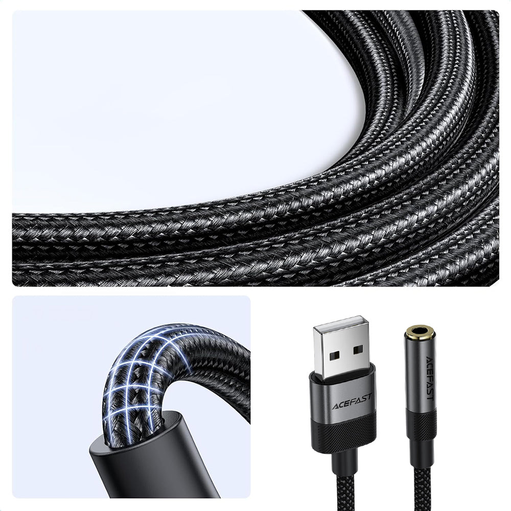 Audio adapter Acefast J13, USB-A - 3,5 mm, črn