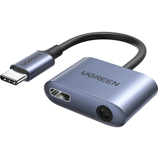 Audio adapter USB-C - 3.5mm / USB-C UGREEN CM231, Siv